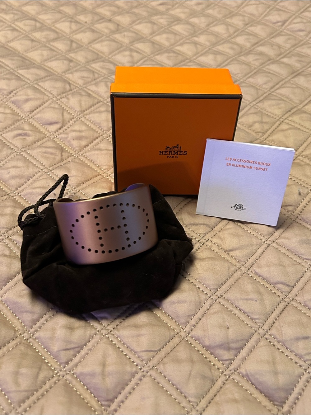 Hermes Evelyne Aluminum Sunset Cuff Bracelet